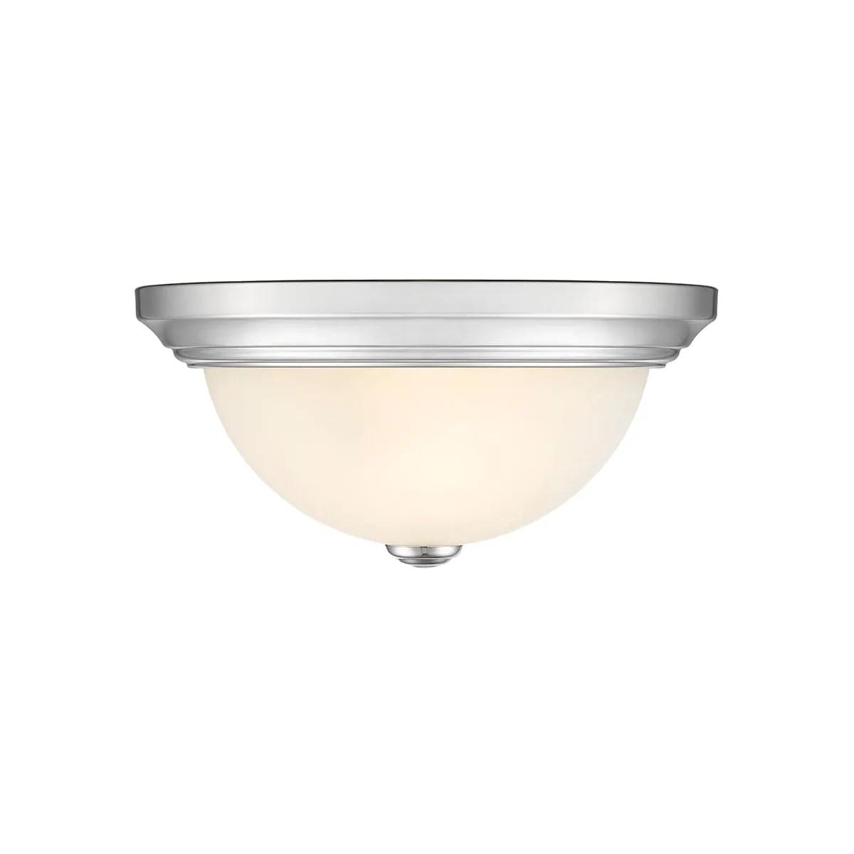 Flush Mount Fixture - Chrome - Etched White Glass - 11in. Diameter - E26 Medium Base