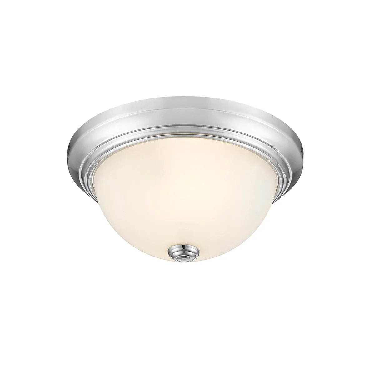 Flush Mount Fixture - Chrome - Etched White Glass - 11in. Diameter - E26 Medium Base