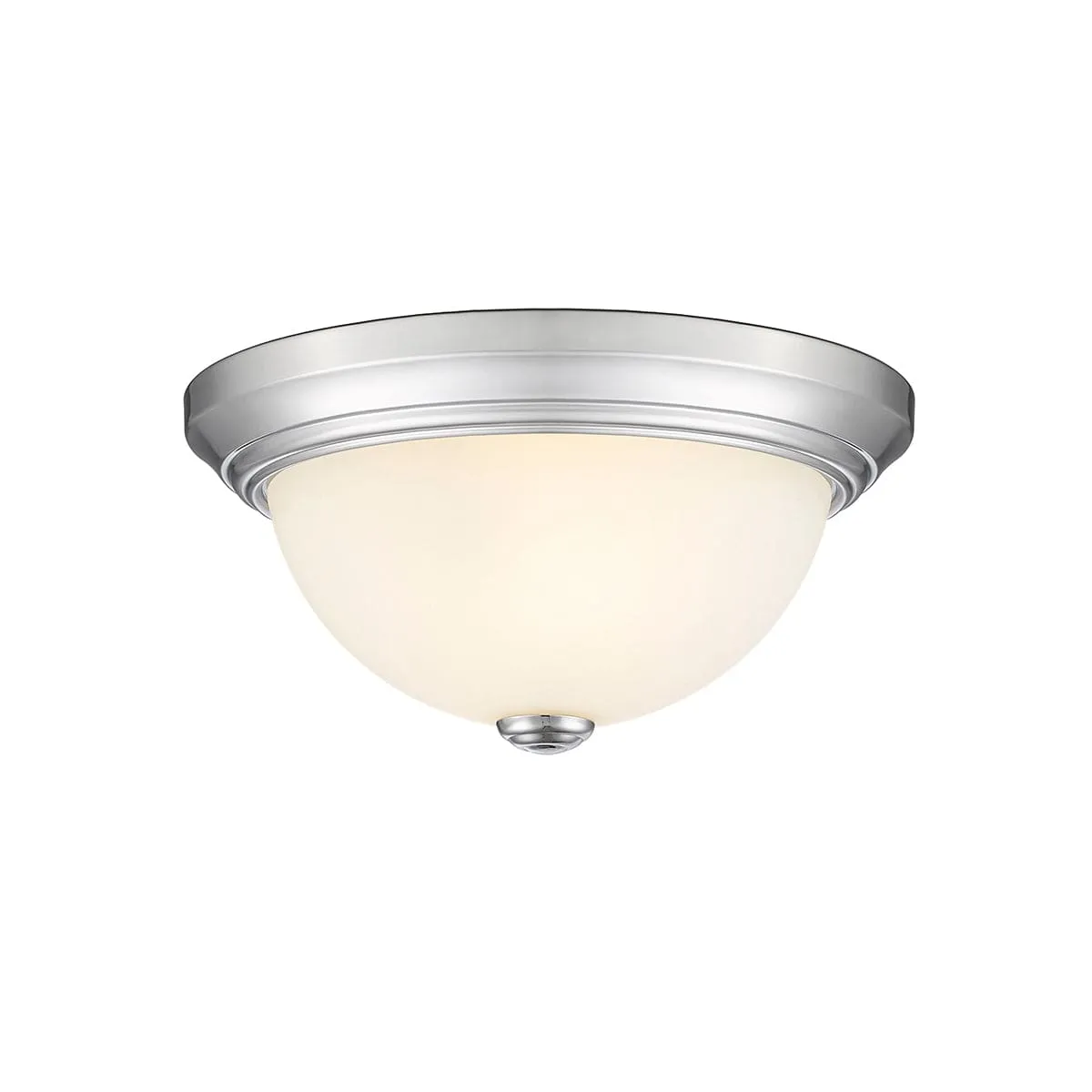 Flush Mount Fixture - Chrome - Etched White Glass - 11in. Diameter - E26 Medium Base