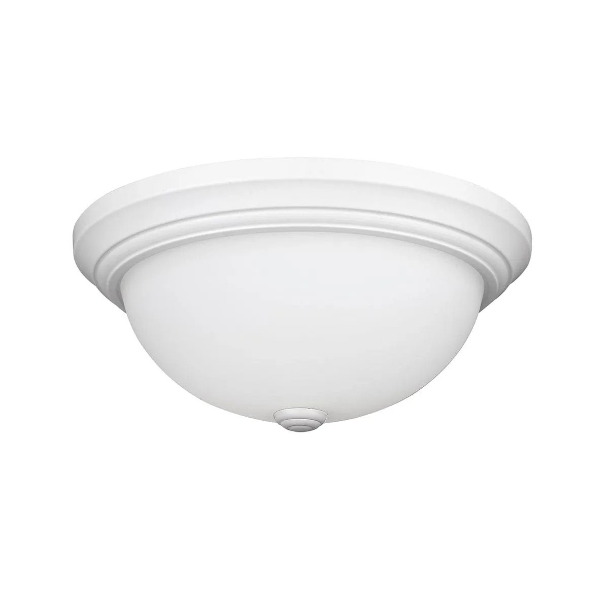 Flush Mount Fixture - White - Etched White Glass - 13in. Diameter - E26 Medium Base