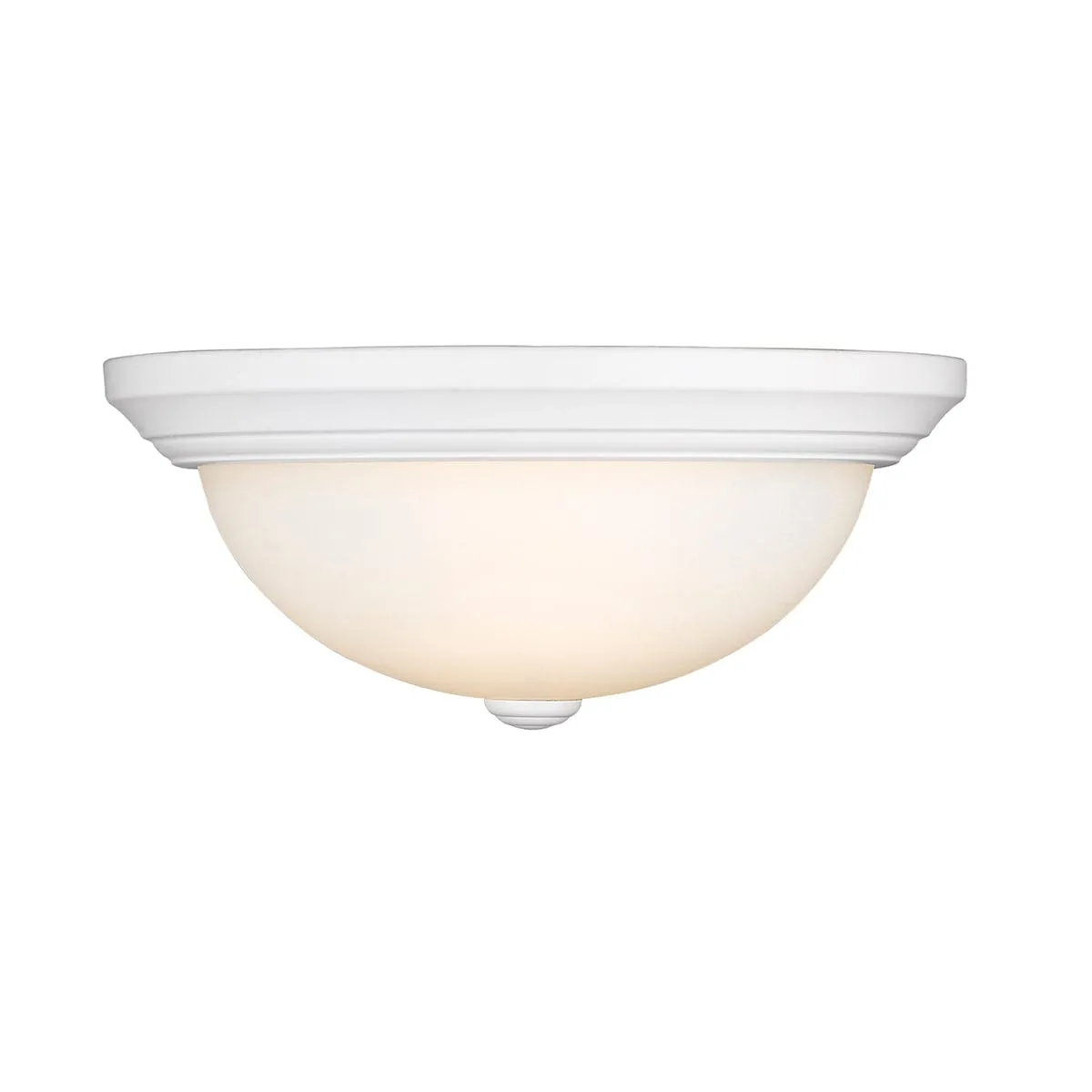 Flush Mount Fixture - White - Etched White Glass - 13in. Diameter - E26 Medium Base