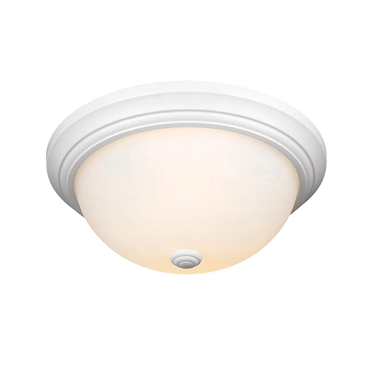 Flush Mount Fixture - White - Etched White Glass - 13in. Diameter - E26 Medium Base