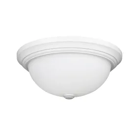 Flush Mount Fixture - White - Etched White Glass - 13in. Diameter - E26 Medium Base