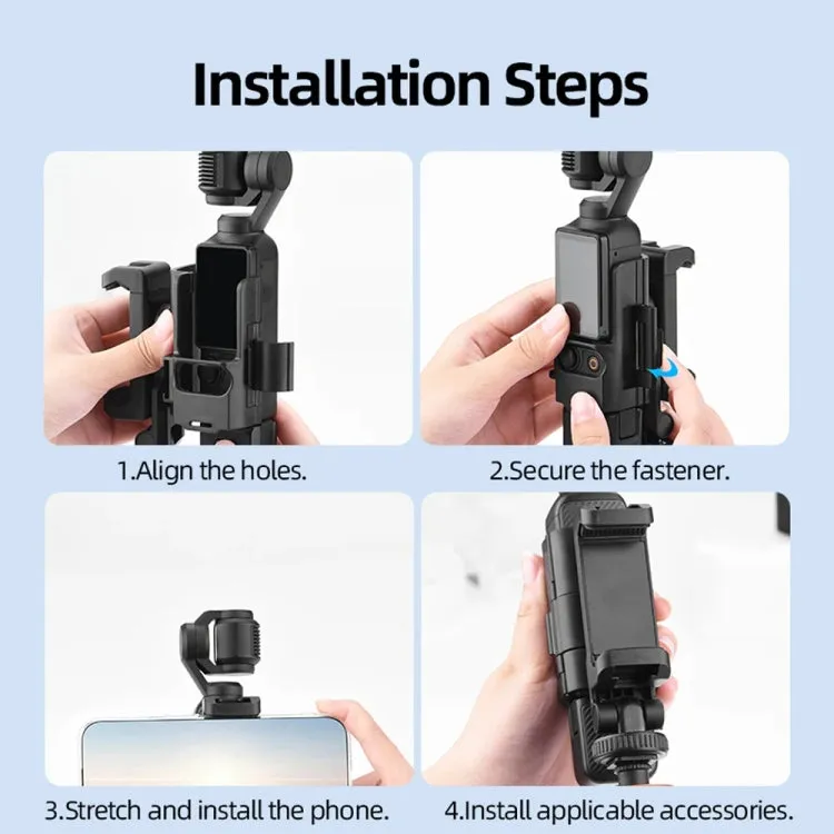 For DJI Osmo Pocket 3 Phone Holder Expansion Bracket With 3 Cold Shoe Port(Black)