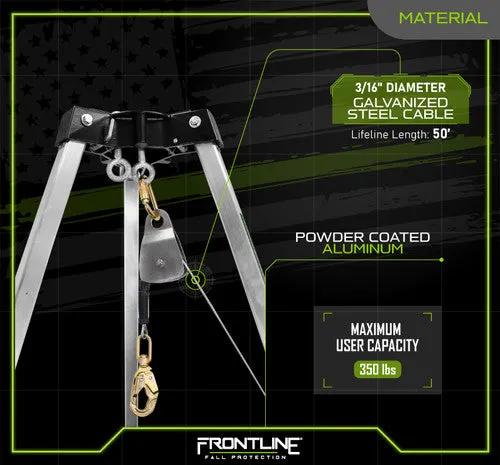 Frontline TAN07RA-US Patriot 7' Confined Space Tripod with 3-Way Retrieval System - Made in USA