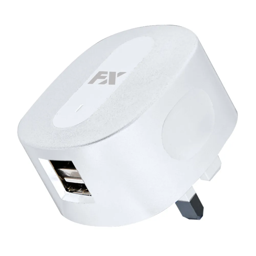 FX Factory 2.4A Dual USB Mains Charger - White | 055386