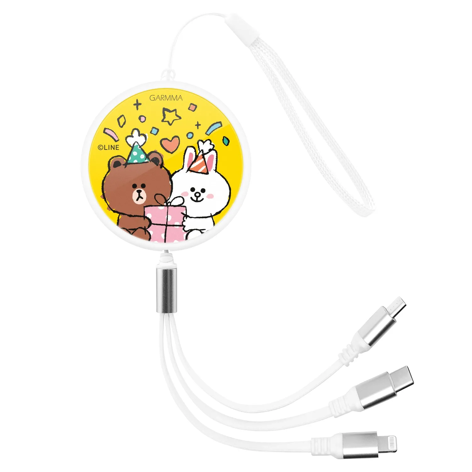 GARMMA Line Friends 3-in-1 Lightning Type-C Micro USB Cable