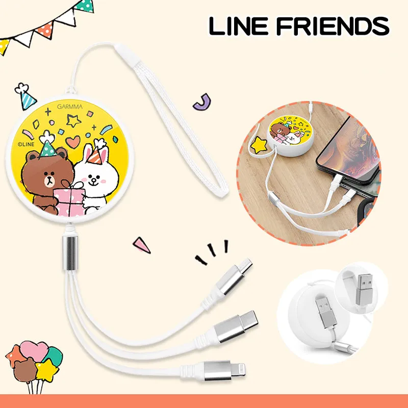 GARMMA Line Friends 3-in-1 Lightning Type-C Micro USB Cable