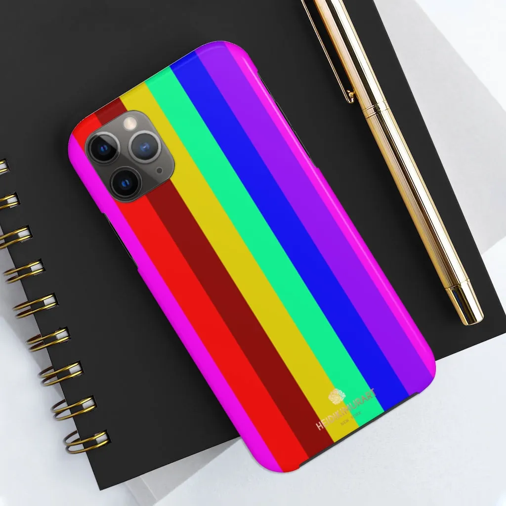 Gay Pride Colorful iPhone Case, Striped Bright Case Mate Tough Samsung Galaxy Phone Cases