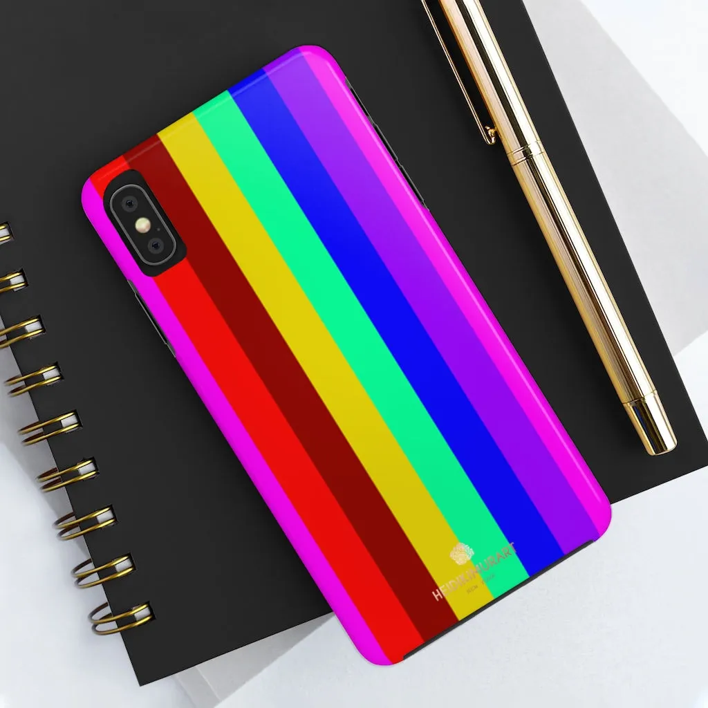 Gay Pride Colorful iPhone Case, Striped Bright Case Mate Tough Samsung Galaxy Phone Cases