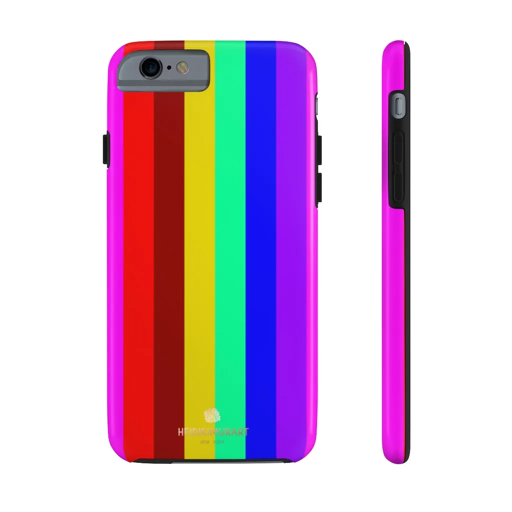 Gay Pride Colorful iPhone Case, Striped Bright Case Mate Tough Samsung Galaxy Phone Cases