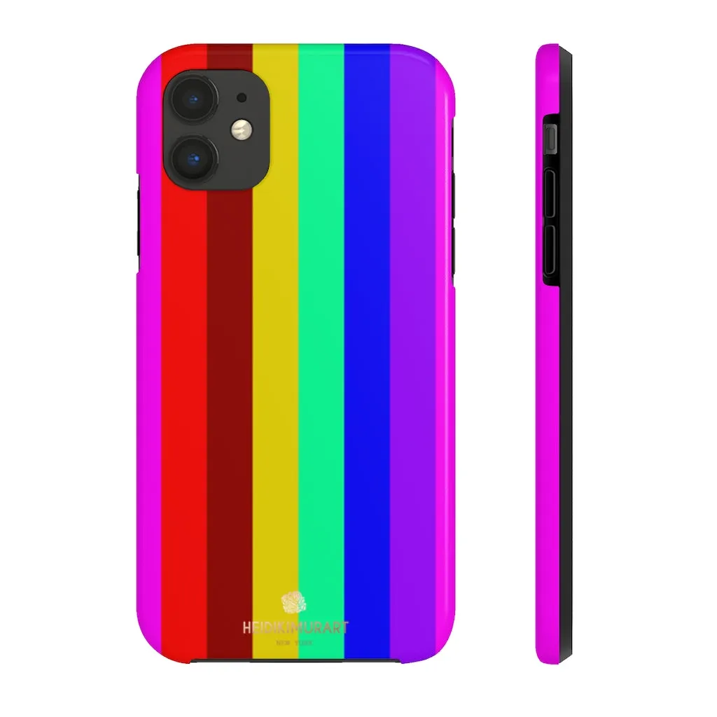 Gay Pride Colorful iPhone Case, Striped Bright Case Mate Tough Samsung Galaxy Phone Cases