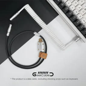 GeekCable White and Black Panda Aviation Plug Braided Spiral Keyboard Cable