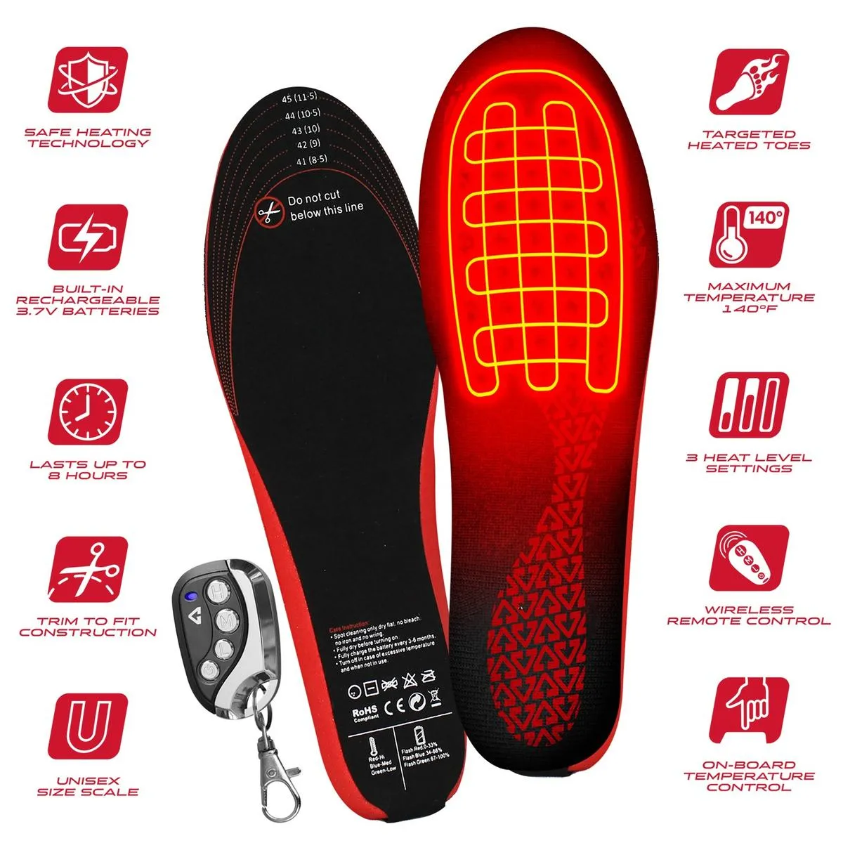 Gerbing 3V Rechargeable Heated Insoles with Remote