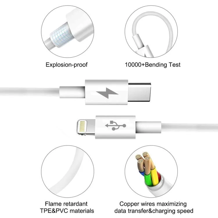 HAWEEL 2m USB-C to 8 Pin PD Fast Charging Cable - 25W 3A for iPhone & iPad