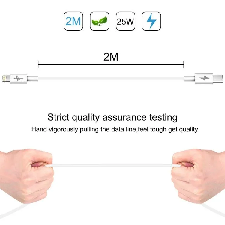 HAWEEL 2m USB-C to 8 Pin PD Fast Charging Cable - 25W 3A for iPhone & iPad