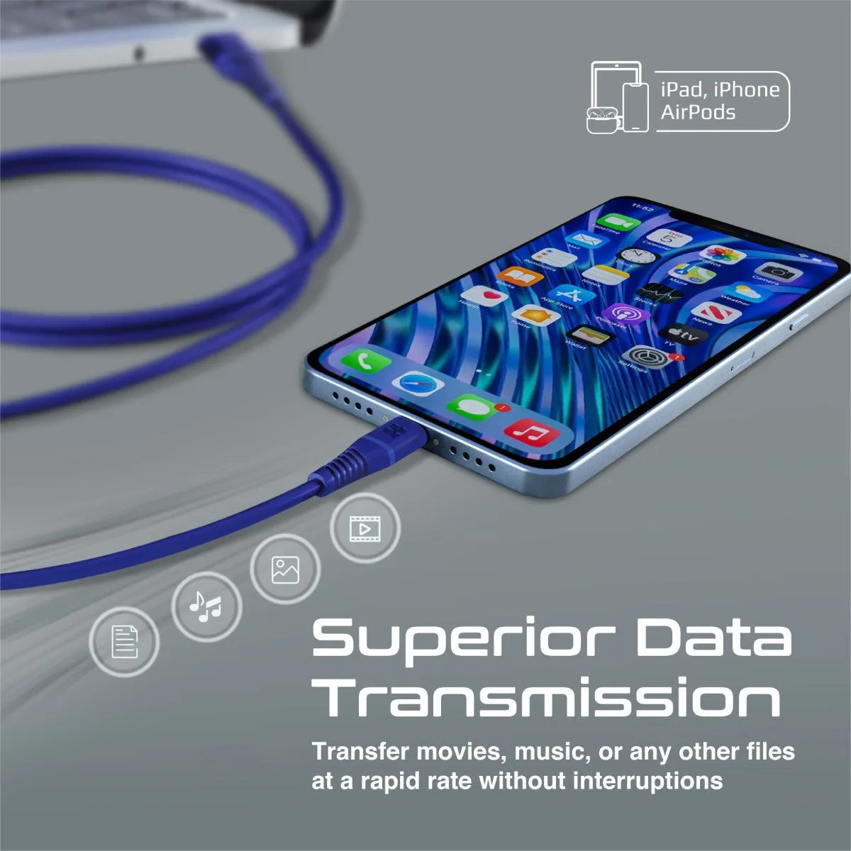 High Tensile Strength Data Sync & Charge Cable with Lightning Connector