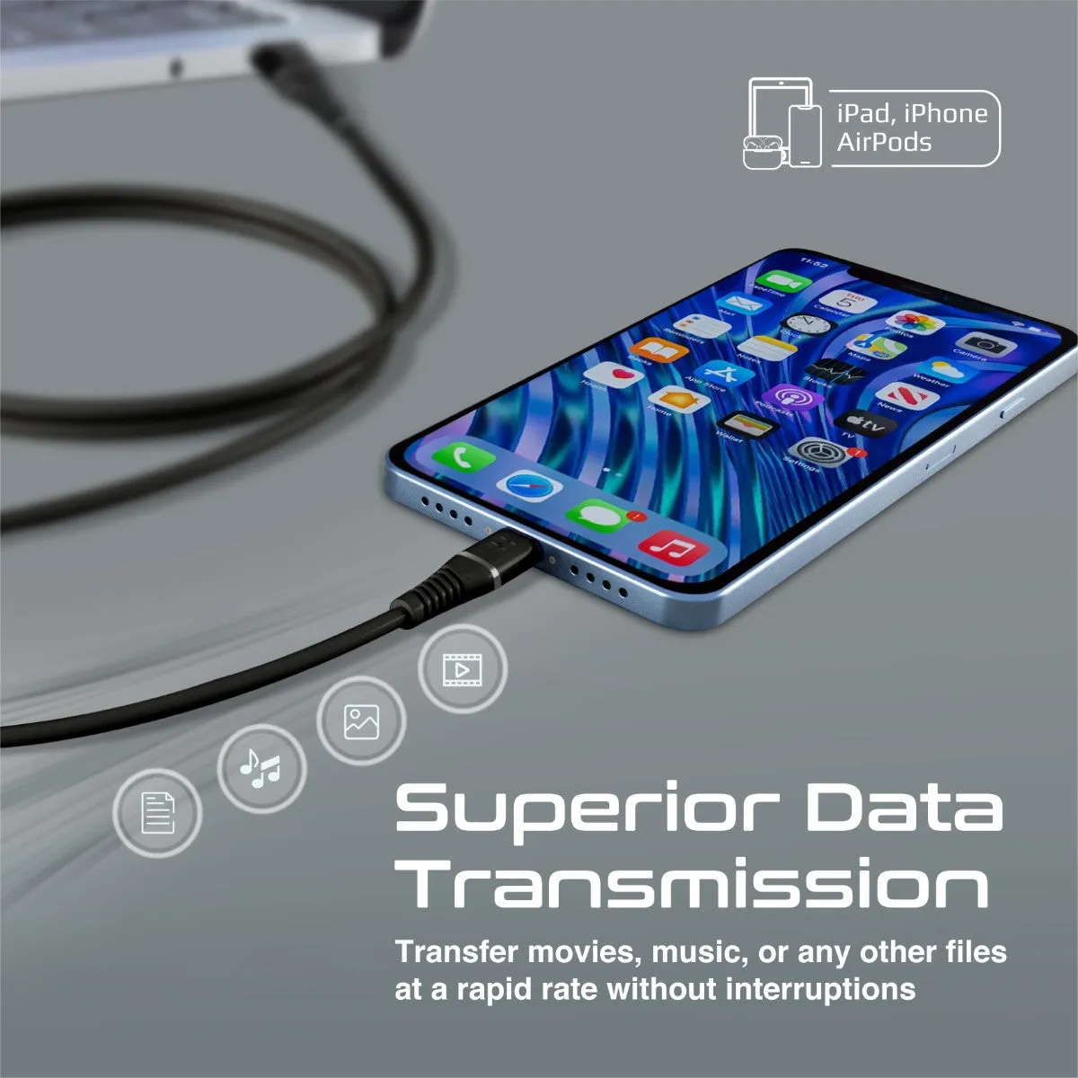 High Tensile Strength Data Sync & Charge Cable with Lightning Connector