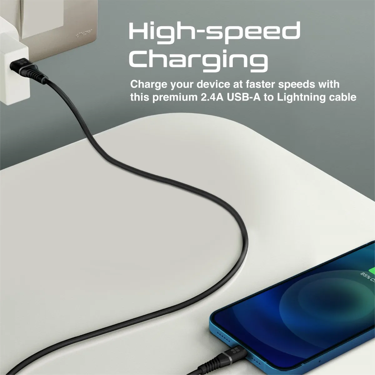 High Tensile Strength Data Sync & Charge Cable with Lightning Connector