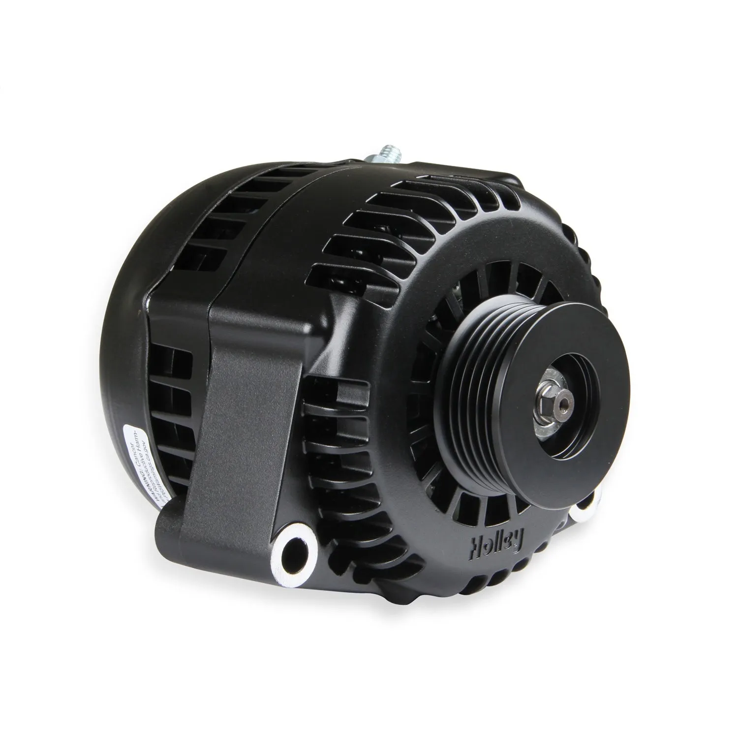 Holley Alternator - 12V - Internal Regulator - 6 Rib Serpentine Pulley - OE Plug/1 Wire - Aluminum - Black