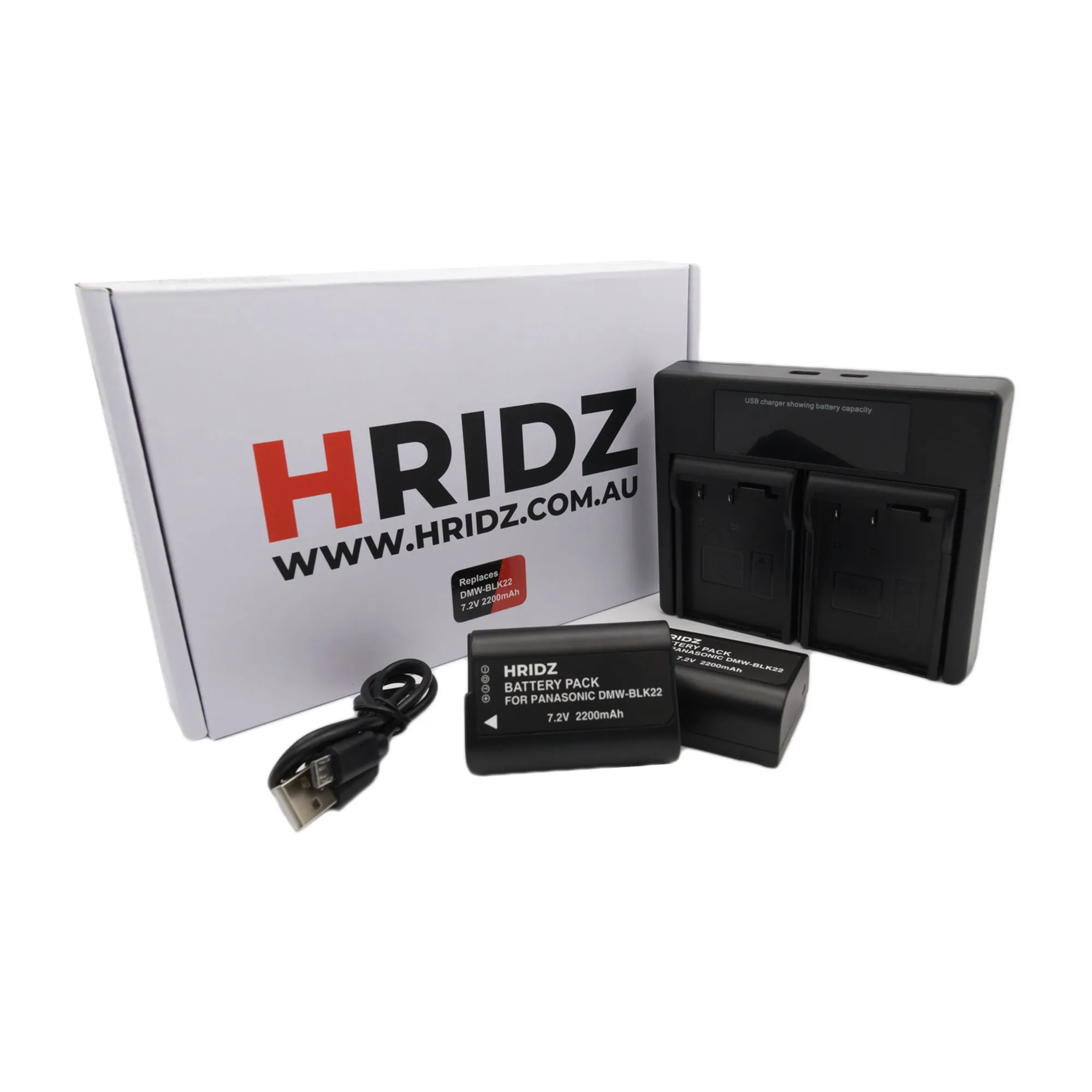 Hridz BLK22 Batteries & Charger for Panasonic Lumix G9 S5 GH6 GH5 GH5s