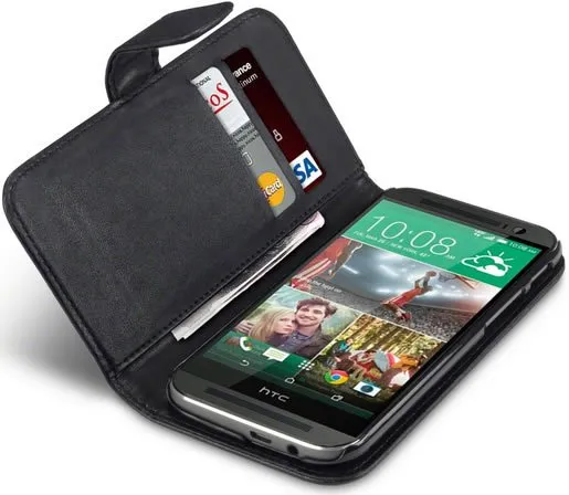 HTC One M8 Wallet Case - Black