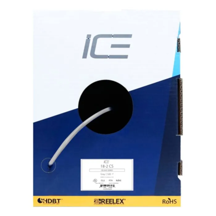 Ice Cable 18-2CS/BOX/GRY/1000 Reduced Thickness 18-2 Cable - 1000ft Box (Grey)