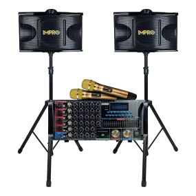 ImPro Epic Party Bundle 2 with Mixing Amplifier, Speakers, Microphones, and Accessories (5 Items)