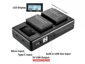 INCA Twin USB Charger for Sony NP-F970 (Micro-USB   USB-C Powerbank)