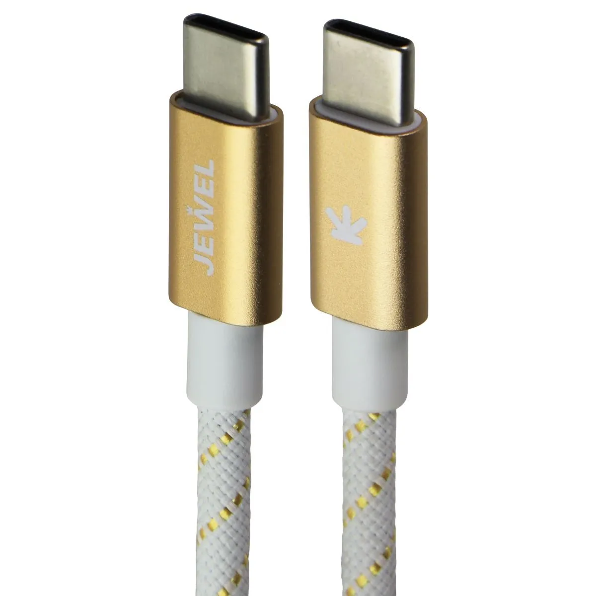 JEWEL (4Ft) USB-C to USB-C Charging Cable - White / Gold