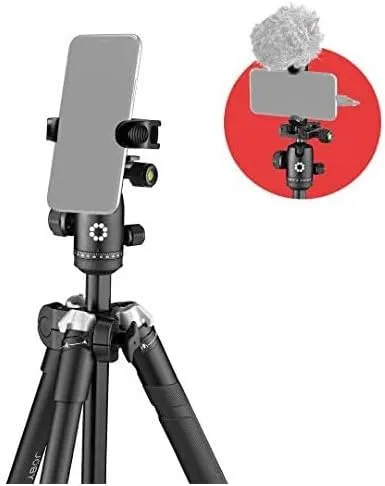 JOBY RangePod, Aluminium Traveller Camera/SmartphoneTripod with Ball Head, Universal Smartphone Clamp and Carrying Bag, for CSC,DSLR, Mirrorless, Mobile Phones, Black for Photo,Video, Vlogging