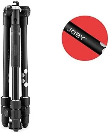 JOBY RangePod, Aluminium Traveller Camera/SmartphoneTripod with Ball Head, Universal Smartphone Clamp and Carrying Bag, for CSC,DSLR, Mirrorless, Mobile Phones, Black for Photo,Video, Vlogging