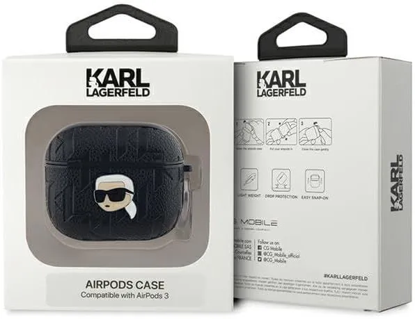 Karl Lagerfeld Monogram Karl Head Case for AirPods 3 Black - KLA3PGKIPK