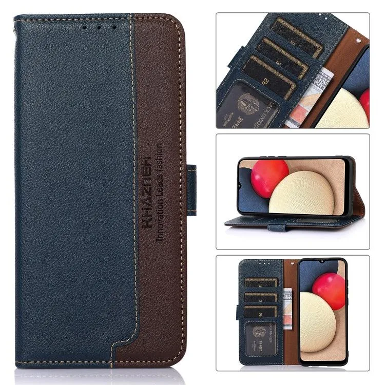 KHAZNEH Litchi Pattern Leather RFID Wallet Phone Case, Series 1