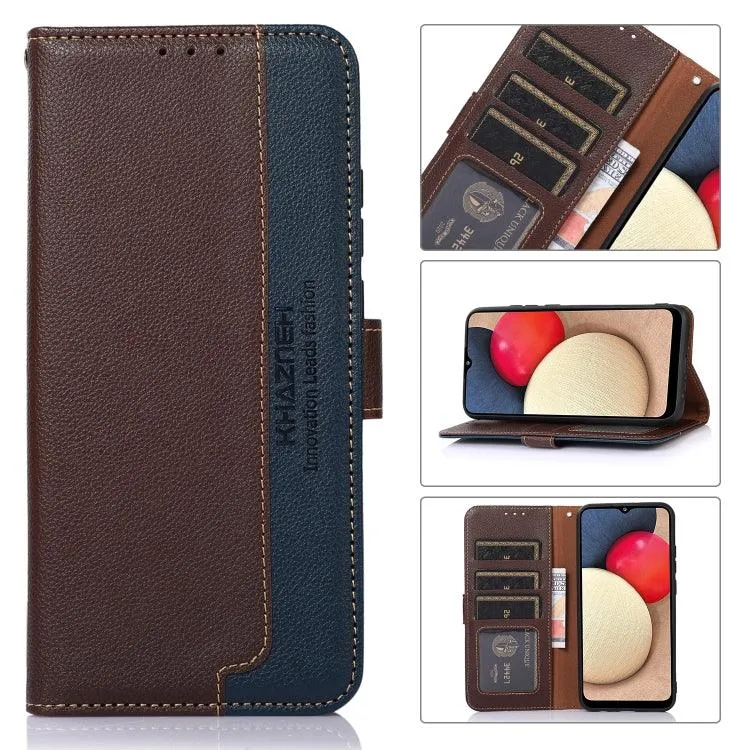 KHAZNEH Litchi Pattern Leather RFID Wallet Phone Case, Series 1