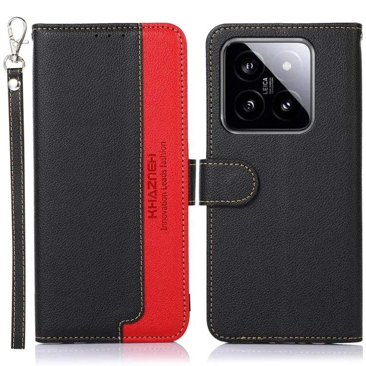 KHAZNEH Litchi Pattern Leather RFID Wallet Phone Case, Series 1