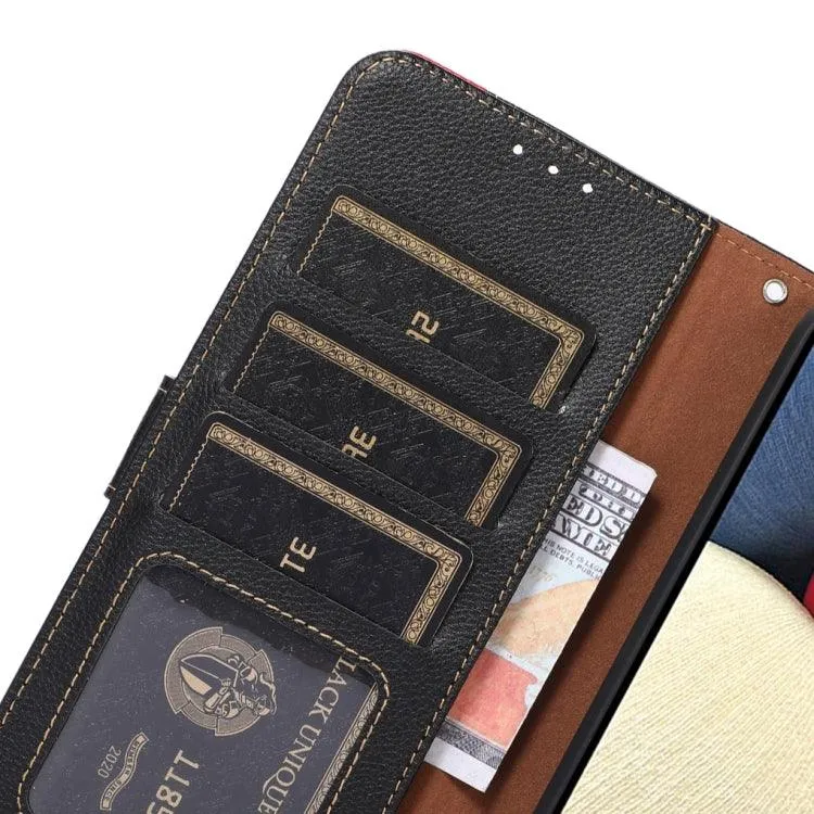 KHAZNEH Litchi Pattern Leather RFID Wallet Phone Case, Series 1