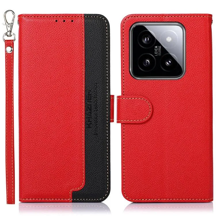 KHAZNEH Litchi Pattern Leather RFID Wallet Phone Case, Series 1