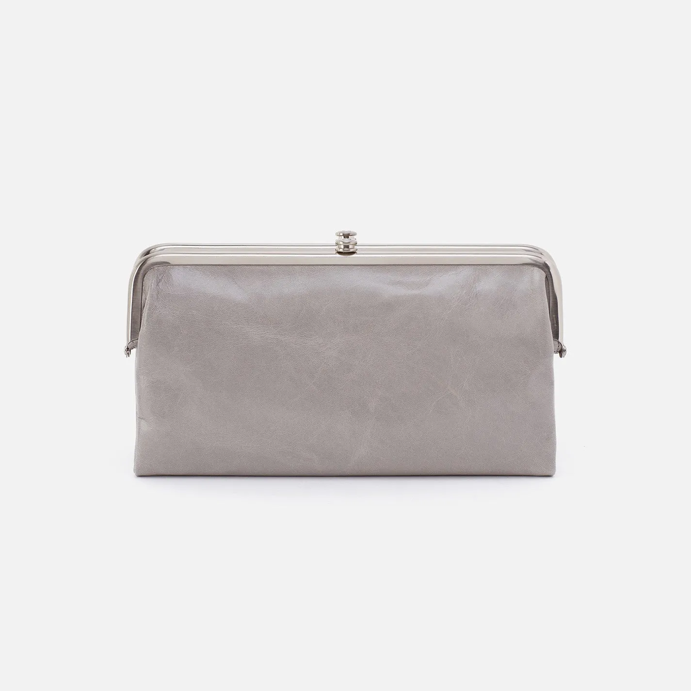 Lauren Clutch-Wallet In Polished Leather - Light Grey