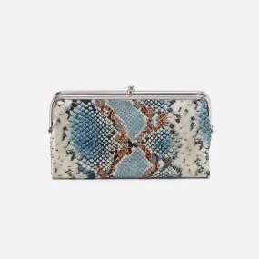 Lauren Clutch-Wallet In Printed Leather - Blue Tempest