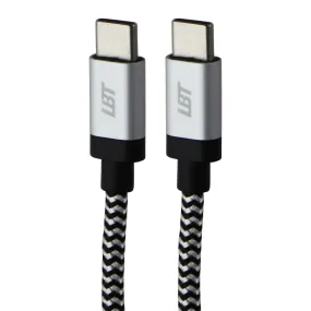 LBT (10-Ft) USB-C to USB-C Premium Braided Cable - Black/White/Silver