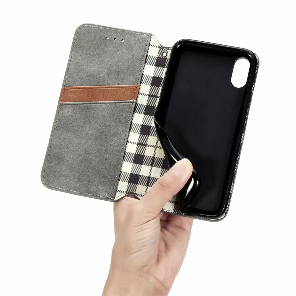 Leather case with a stylish rhombus imprint for Motorola Moto G51 5G - Grey