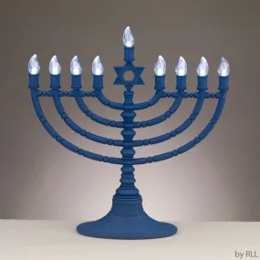 Led Menorah,plastic,navy,9 Bulbs,batt,usb Cord Incl,11.5",colorbx