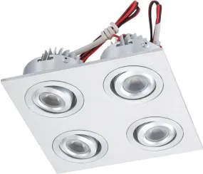 Led Squared 4 Light Directional Led Button Fixture In Brushed Aluminum