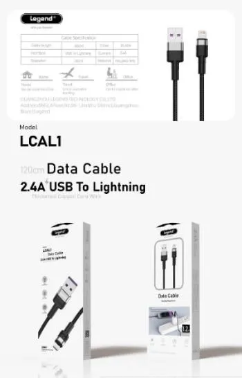 Legand Data Cable USB to Lightning, Black