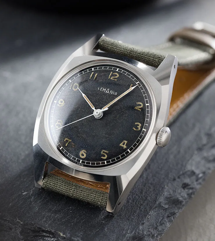 Lemania Majetek 261 Czech Air Force Steel Watch Radium Dial