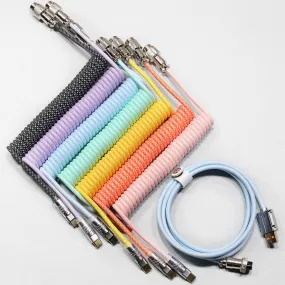 LOOP Aviator Connector Cable USB A to type C GX12 Aviation For Mechanical Keyboard Handmade Cotton Yarn PE RGB Breathing Light