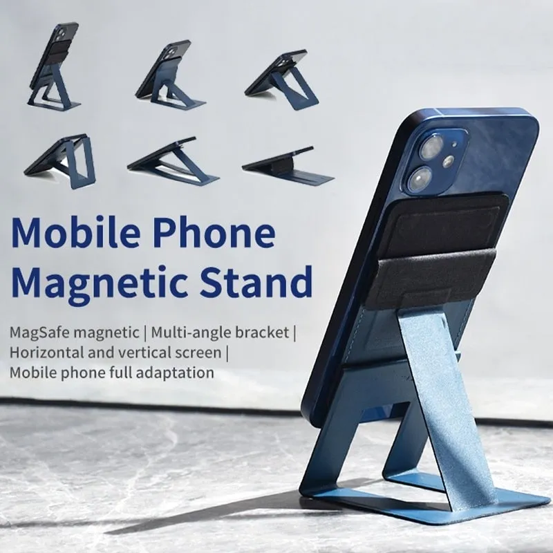 Magnetic Leather Foldable Wallet Phone Holder