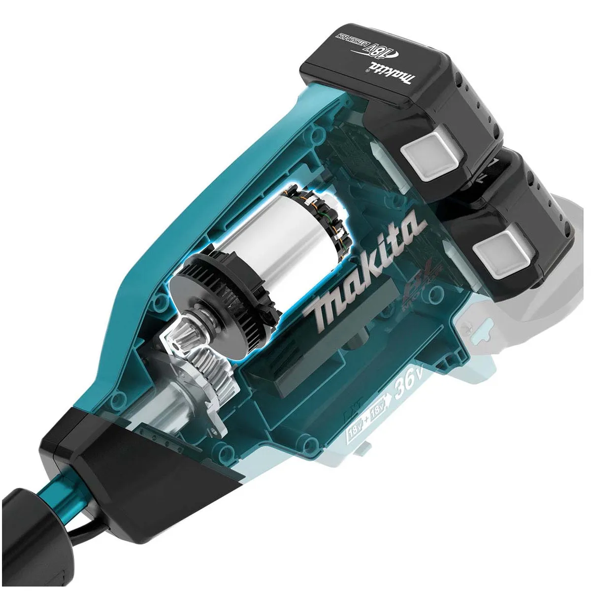 Makita DUR369LPT2 36V Brushless Line Trimmer with 2 x 5.0Ah Batteries & Charger