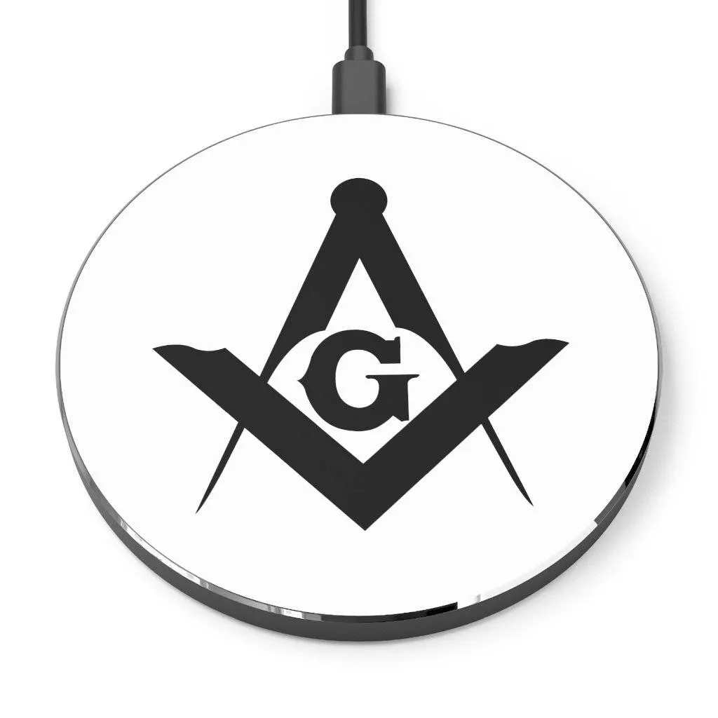 Master Mason Blue Lodge Wireless Charger - White Square & Compass G